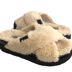 UGG Cream Fluffy Slides